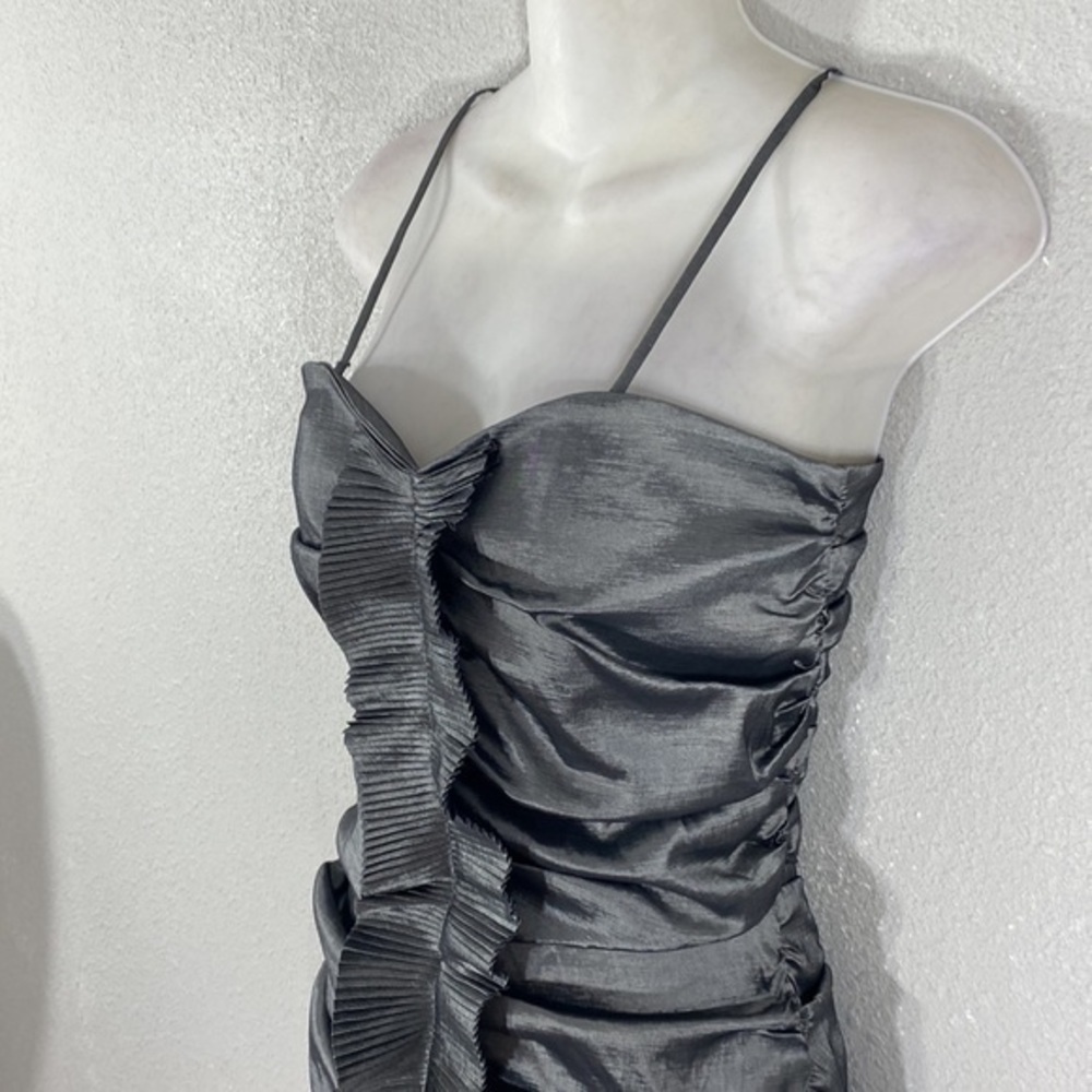 NWT Calvin Klein gunmetal silver gray ruching bodycon dress 4 N21 - Picture 7 of 11